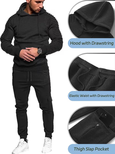 Men's 2-Piece Winter Tracksuit Set Pullover Hoodie Sweatsuit 100% Cotton Quick Dry Casual Jogging Athletic Drawstring Sports - Product Image 3
