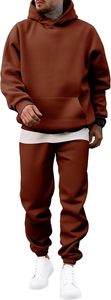 Nouvel Arrivage – Ensemble deux pièces décontracté pour homme : Sweat-shirt léger 100 % coton respirant à col roulé et manches courtes, couleur unie, texture gaufrée - Product Image 3