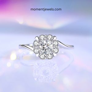 Luxury 925 Sterling <b>Silver</b> Moissanite <b>Ring</b> <b>Set</b> for Women Shiny Geometric Open <b>Rings</b> Rhodium Plated - Product Image 1