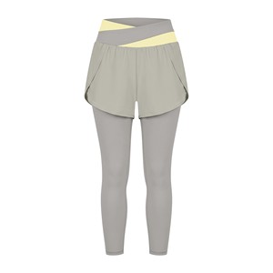 High Waist Yoga <b>Leggings</b> <b>Short</b> Overlay Solid Color Seamless Four-Way Stretch for Eco-Friendly Breathable Anti-Bacterial <b>Women</b> - Product Image 3