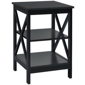 Table de chevet intelligente moderne avec chargeur sans fil, armoire de rangement à 3 niveaux en forme de X - Product Image 4