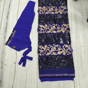 Latest Stunning Fashion Indian Luxurious Saree Embroidery Work Floral Pattern Anti-static Lightweight Woven Breathable - Product Image 2