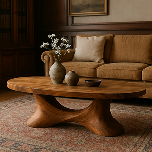 Mesa de Centro Luxali, Moderna, Orgánica, Hecha a Mano, de Madera Natural Ecológica, con Borde Natural, Estilo Rústico - Product Image 3