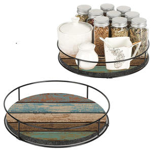 Grand plateau tournant Susan paresseux en bois d'acacia, organisateur de cuisine, garde-manger, comptoir de rangement, étagère à épices, présentoir pour bacs à aliments - Product Image 5