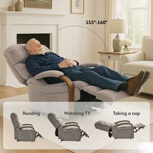 Poltrona Reclinabile Elettrica a Doppio Motore con Funzioni di Massaggio e Riscaldamento, Rivestimento in Velluto Egiziano per Anziani - Product Image 4