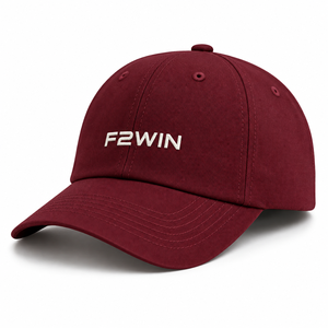 Casquette de baseball brodée F2WIN, bordeaux, 6 panneaux, sergé, réglable, unisexe, décontractée - Product Image 3