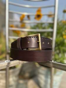 Ceinture classique pour homme, faite à la main, décontractée, avec un design brodé et une boucle en fer de style western, largeur 3,5 cm, longueur 120 cm - Product Image 3