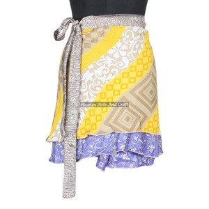 Minifalda Mágica de Seda para Mujer, Estilo Étnico Hindú Bohemio Hippie, Ideal para Uso Diario y Fiestas, Inspirada en Sari - Product Image 4
