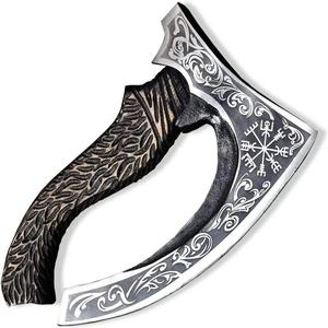 Hache à pizza Viking artisanale de qualité industrielle, lame de 12 pouces en acier à haute teneur en carbone, coupe-pizza à dos plat, manche en bois, lame de rasoir - Product Image 1