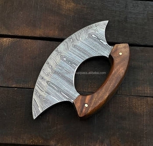 Cuchillo para Pizza de Acero de Damasco de Grado Industrial Hecho a Mano, con Mango de Madera y Funda de Cuero, Garantía de 3 Años, Personalizable - Product Image 3