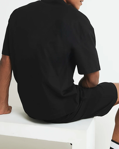 New Customizable Breathable Summer T-Shirt Satin Polyester Shorts <b>Set</b> Crew Neck Seamless Fusing Heat-Transfer Printed Men's - Product Image 4