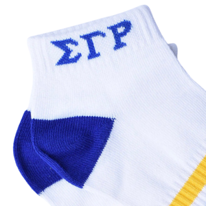 ถุงเท้าข้อสั้น Sigma Gamma Rho ถุงเท้ากีฬาแบบกำหนดเองสำหรับชมรมนักศึกษากรีก ถุงเท้าข้อกลาง ผ้าฝ้ายผสม ชุดลำลอง ชุดกีฬา แฟชั่น ขายส่ง OEM - Product Image 5
