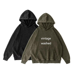 Sudadera con capucha extragrande de forro polar de 380 GSM, teñida con efecto vintage, lavada, unisex, con lavado ácido, venta al por mayor, MOQ bajo - Product Image 2