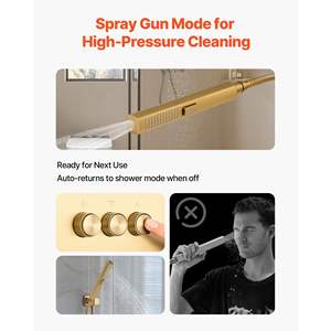 Sistema de Ducha de Lluvia Termostática de Techo de 12 Pulgadas, Kit de Válvula de Latón para Montaje en Pared de 6 Pulgadas, Rociador Manual 2 en 1, 3 Funciones - Product Image 4