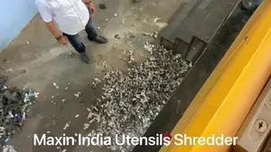 Broyeur de métaux semi-automatique pour déchets d'ustensiles, broyeur de métaux à double arbre pour déchets métalliques - Product Image 5