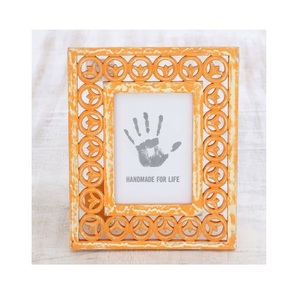 Rustic Wood Photo <b>Frame</b> Rectangular White and Blue Distressed Finish <b>Wall</b> Mount Horizontal Style - Product Image 5