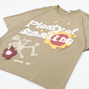 Camiseta Personalizada con Estampado Puff para Hombre, Camiseta Oversize de Algodón Estilo Urbano, Venta al Por Mayor, Camiseta con Estampado Puff de Alta Calidad, Logotipo Personalizado - Product Image 2