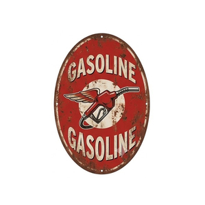 Vintage Oval Metal Tin Sign Texaco Red <b>Star</b> Logo Distressed Black Plaque Gas Station Garage Man Cave Home Wall Decoration - Product Image 3