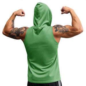 Custom <b>Mens</b> Sleeveless Hoodie Cotton <b>Hooded</b> Tank <b>Top</b> for Wholesale - Product Image 2