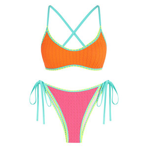 Conjuntos de Bikini Modernos de 2 Piezas, Cómodos y de Alta Calidad, en Spandex/Poliéster, Transpirables, para Mujer, Ideales para Vacaciones, Natación y Playa - Product Image 1
