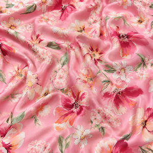 Tela de Rayón con Estampado Floral Rosa, Textil Tejido con Patrón Personalizado para Prendas de Vestir - Product Image 1