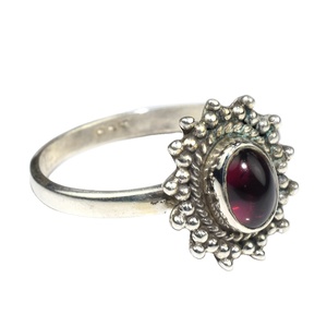 Lovely Oval Shape Red <b>Garnet</b> <b>Silver</b> Plated Sterling <b>Silver</b> <b>Rings</b> with Bezel Setting Bohemian Style Gemstone Jewelry - Product Image 4