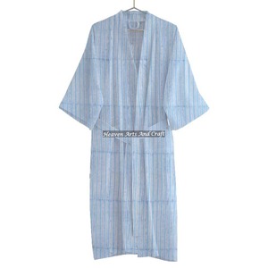 2026 New Arrival Wholesale Night Wear Hand Block Printed 100% Cotton Indian Beach Swim Wear Bath Robe Kimono Maxi Gown - Product Image 1