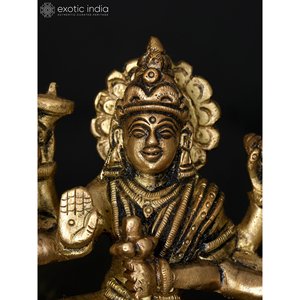 Estatua de latón hecha a mano de 4 pulgadas de la diosa Durga sentada en León Escultura elegante para decoración del hogar y Templo Hecho EN LA India - Product Image 2