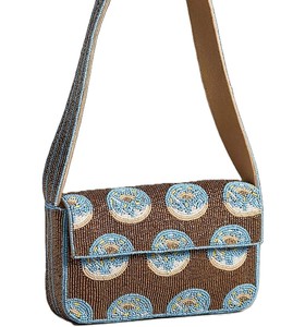Women Blue Hand Embroidery <b>Seed</b> Beadwork Crossbody Shoulder Bag Magnetic Closure Customizable Letterpress Printed Parties - Product Image 2