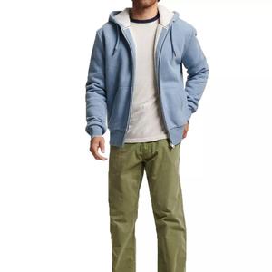 Sudadera con capucha de forro polar con cremallera completa pesada personalizada para hombre al por mayor Sudadera con capucha de piel gruesa informal de invierno con estampado impermeable - Product Image 3