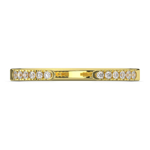 Bague de mariage en diamant de laboratoire taille ronde, or jaune 18 carats, pavé de diamants, demi-éternité, clarté VVS, bijoux empilables - Product Image 1