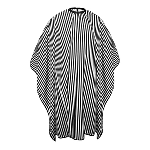 Capa de peluquería a rayas resistente al agua, capa de barbero para salón, patrón blanco y negro, capa textil para cortar el cabello con broches ajustables para salón - Product Image 1