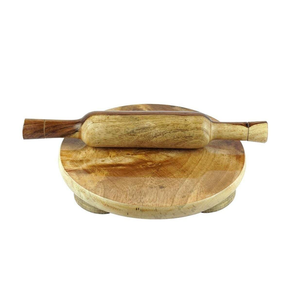 Rodillo de Madera y Tabla de Amasar, Juego de Utensilios de Cocina Duraderos para Amasar Fácilmente, Chakla Belan - Product Image 1