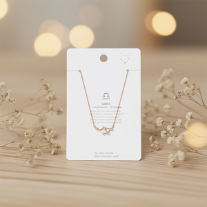 Collana Zodiacale Libra in Acciaio Inossidabile, Ciondolo Minimalista con Catena a Serpente e Cristalli per Donne - Product Image 2