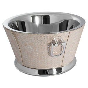 Cubo de hielo de doble pared de acero inoxidable con exterior de cuero sintético, enfriador de vino y champán para el hogar, bar o fiestas, al mejor precio. - Product Image 1