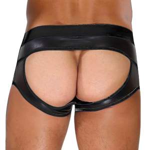 Boxers en vinyle noirs pour hommes, vêtements de club fetish, sous-vêtements brillants ajustés - Product Image 3