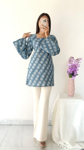 เสื้อกล้ามผ้าลินินลายพิมพ์แขนยาวสไตล์ชาวชาวปุรี สำหรับใส่ทำงานในออฟฟิศ ดีไซน์เรียบง่าย เหมาะสำหรับฤดูใบไม้ผลิ/ฤดูร้อน และฤดูใบไม้ร่วง - Product Image 2