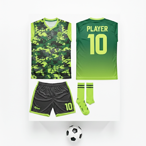ชุดฝึกซ้อมฟุตบอลแบบไม่มีแขนพรีเมียม แห้งเร็ว ชุดฟุตบอลสีเขียวแบบกำหนดเอง เสื้อแขนกุดโพลีเอสเตอร์ 100% พร้อมกางเกงขาสั้น - Product Image 6