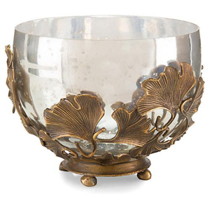 Bol en métal de haute qualité avec motif feuille de ginkgo, plat de service décoratif oriental pour centre de table à la maison, provenant d'Inde - Product Image 1