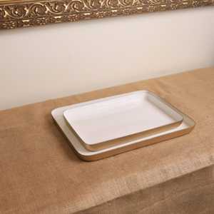 Ensemble de plats de service rectangulaires en céramique au design minimaliste et couleur unie – Nouveauté - Product Image 2