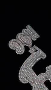 Pendentif personnalisé superposé avec nom pour homme, en Moissanite VVS et Argent 925, Collier initial personnalisé avec police bloquée, Fournisseur de bijoux Hip Hop en gros - Product Image 2