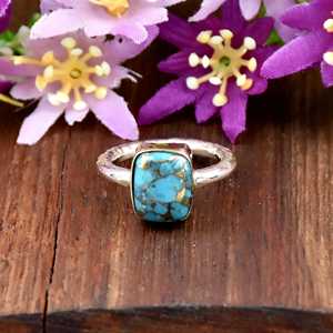 925 Sterling Silver Natural Blue Copper <b>Turquoise</b> Handmade Gemstone Silver <b>Ring</b> Gemstone Jewelry Statement Wedding Gift <b>Ring</b> - Product Image 4