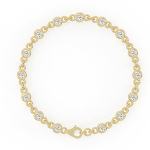 Pulsera de Cadena con Eslabones Circulares Abiertos y Bisel de Diamantes Redondos, Estilo Casual Chic, Oro de 14kt y 18kt, Cierre de Langosta - Product Image 6