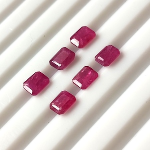 Rubis naturel du Mozambique de qualité supérieure, taille émeraude 5x4 mm, facetté, pierre précieuse non montée, 2,90 carats, 6 pièces pour la création de bijoux - Product Image 4