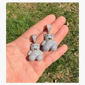 จี้หมีเท็ดดี้จี้เงินโมอิส925ทึบปรับแต่งได้ตามต้องการ - Product Image 3