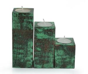 ชุดเชิงเทียนไม้ดีไซน์สร้างสรรค์ 3 ชิ้น สีเขียว ทำด้วยมือ พร้อมที่วางเทียนทีไลท์ สำหรับงานเลี้ยงอาหารค่ำ ราคาดีที่สุด - Product Image 1