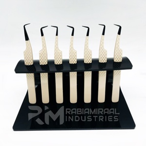 Pinzas para Extensión de Pestañas RMI de 90 Grados con Agarre de Diamante, Color Nude, Hechas a Mano, de Acero Inoxidable Japonés de 10 mm con Superficie Dentada - Product Image 6