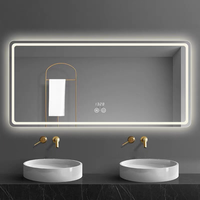 Miroir LED rectangulaire sans cadre, miroir à capteur tactile à intensité variable