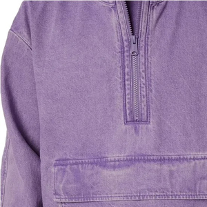 Sweat à capuche en denim 100 % coton à manches longues personnalisé pour hommes – Vente en gros, haute qualité, pour l'hiver, délavé à l'acide, couleur unie - Product Image 5