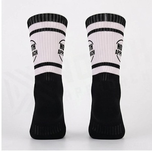 NORTH APPROACH Crew <b>Socks</b> <b>Striped</b> <b>Black</b> <b>White</b> Breathable Basketball <b>Socks</b> for Adults Summer Season - Product Image 2